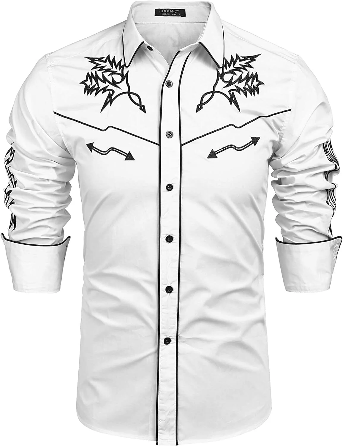 Western Cowboy Embroidered Button Down Cotton Shirt (US Only) - Image 7