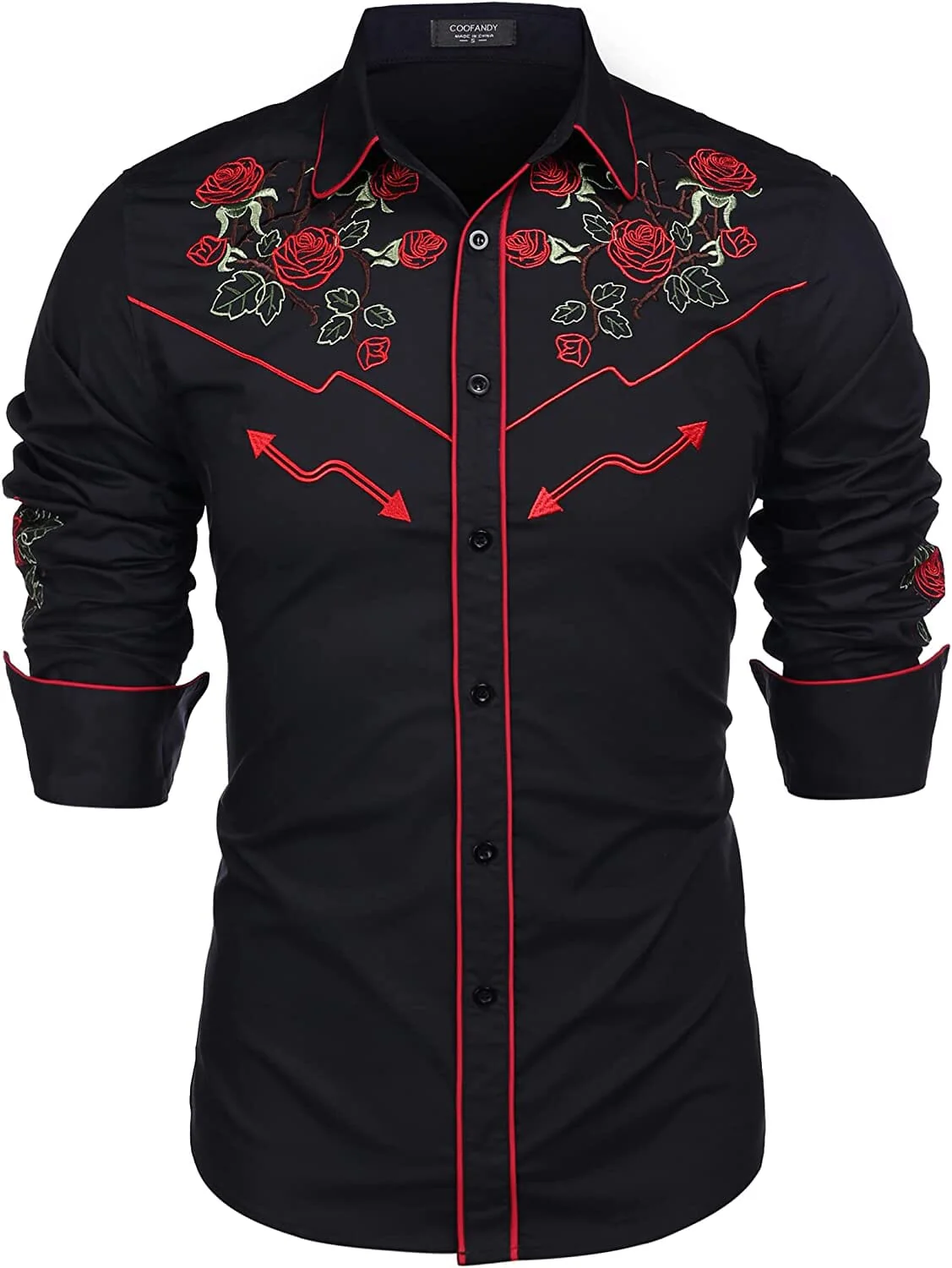 Western Cowboy Embroidered Button Down Cotton Shirt (US Only) - Image 8