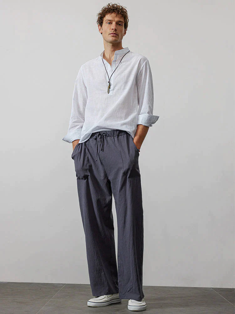 wide-legged linen style comfortable pants - Image 13