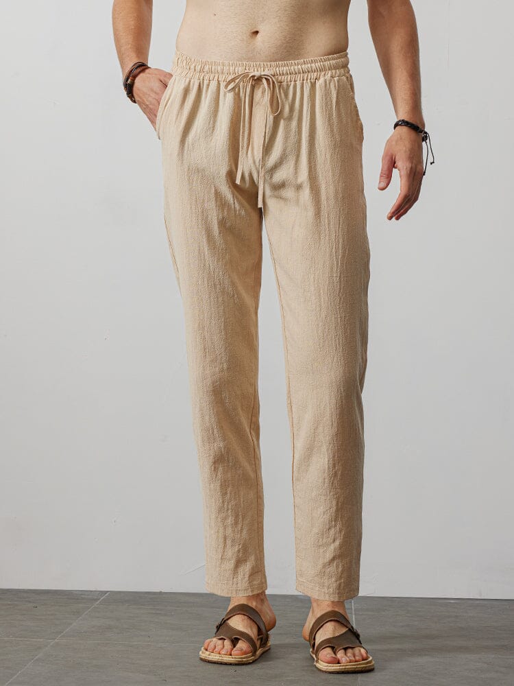 Casual Loose Solid Color Lacing Elastic Waist Pants - Image 12