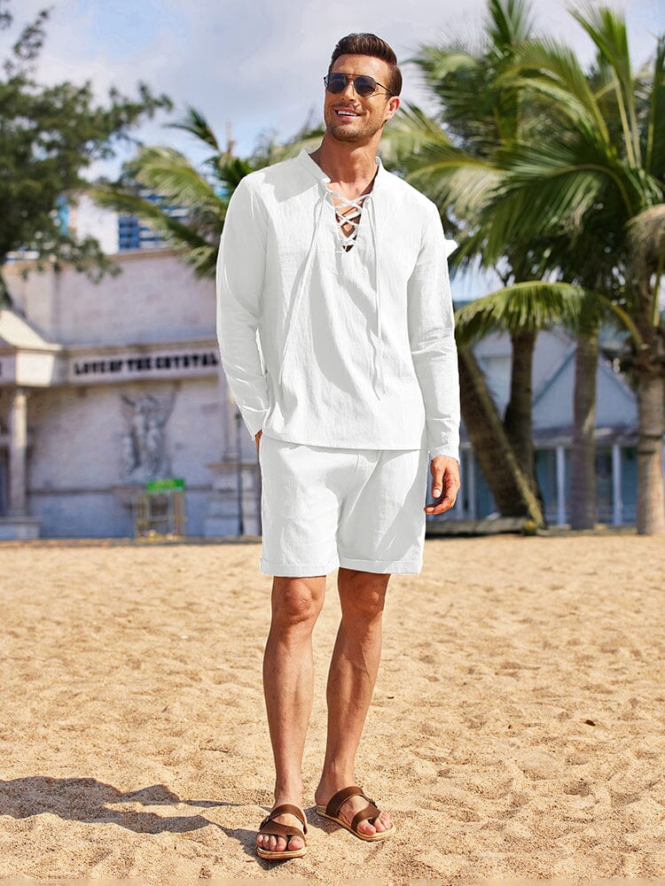 Cotton 2 Pieces Henley Shirt Set (US Only) - Image 14