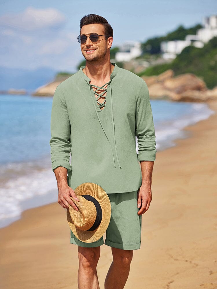 Cotton 2 Pieces Henley Shirt Set (US Only) - Image 6