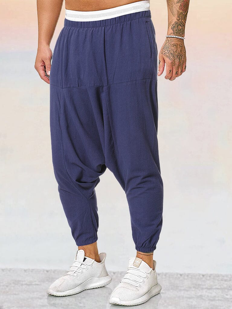 Cotton Linen Solid Color Harem Pants - Image 5