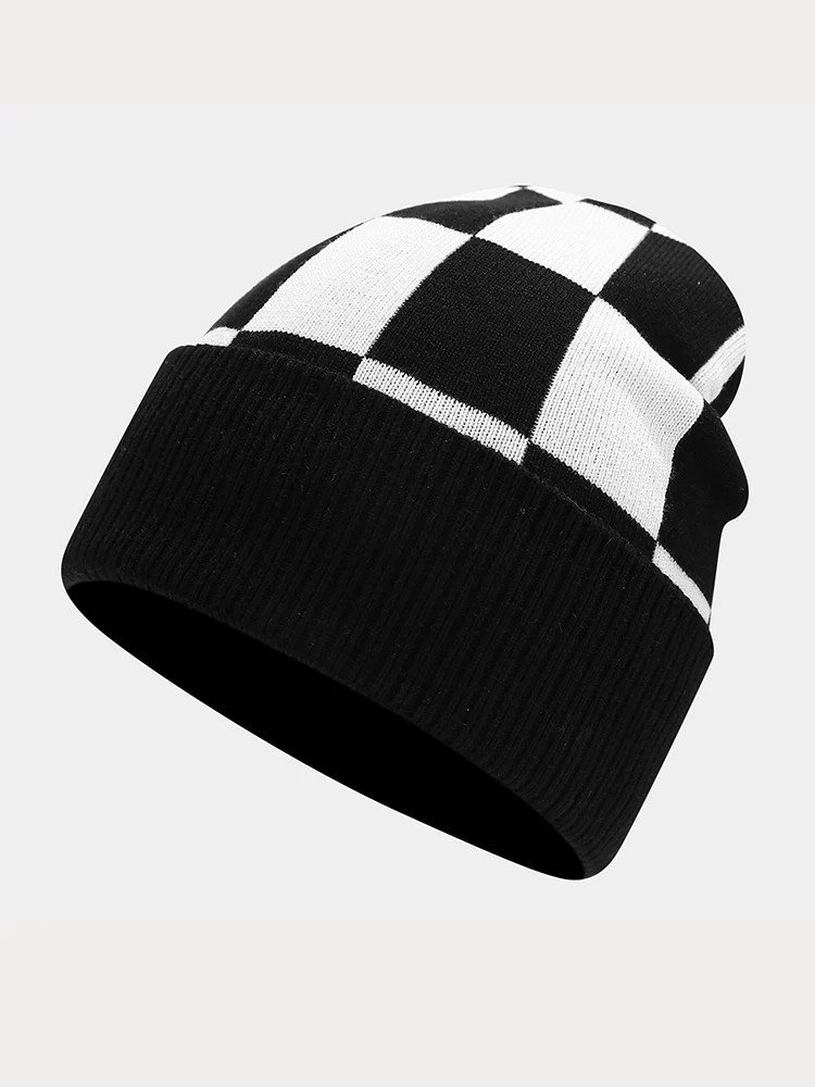 Cozy Checked Beanie Hat Scarf Gloves 3-in-1 Set - Image 6