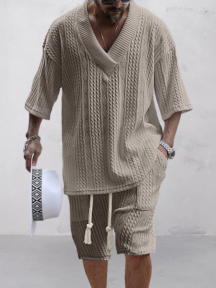 Casual Cable Knit T-shirt Set - Image 3