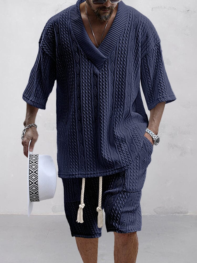 Casual Cable Knit T-shirt Set - Image 5