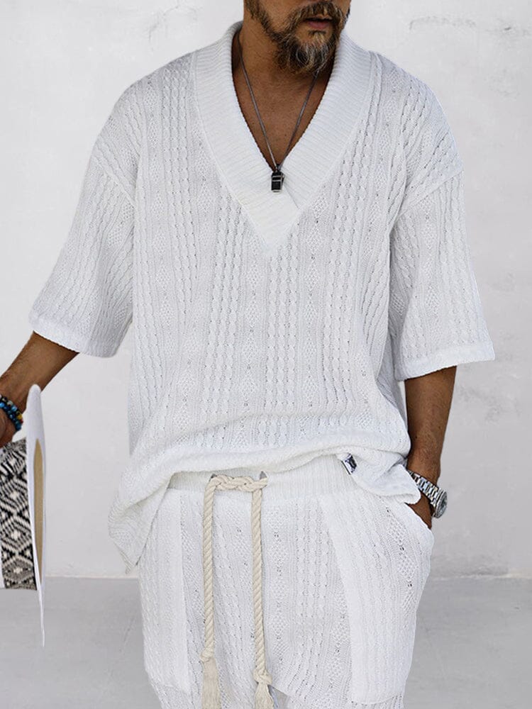 Casual Cable Knit T-shirt Set - Image 9