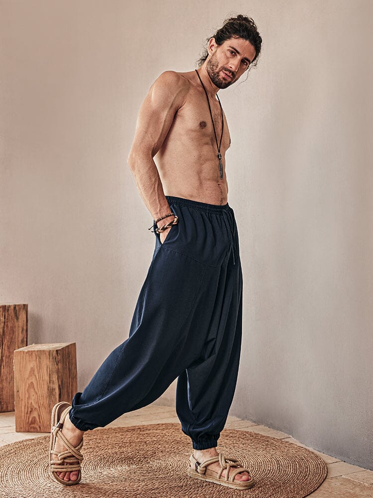 Cozy Linen Blend Harem Pants - Image 3