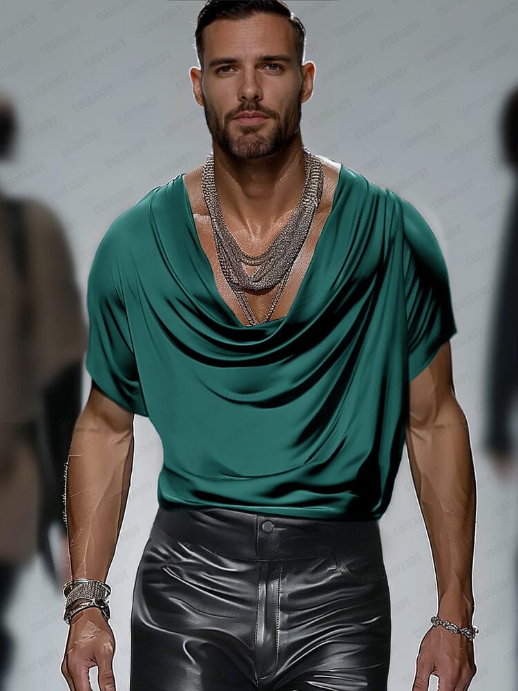 Cozy Satin Draped Neck Top - Image 2