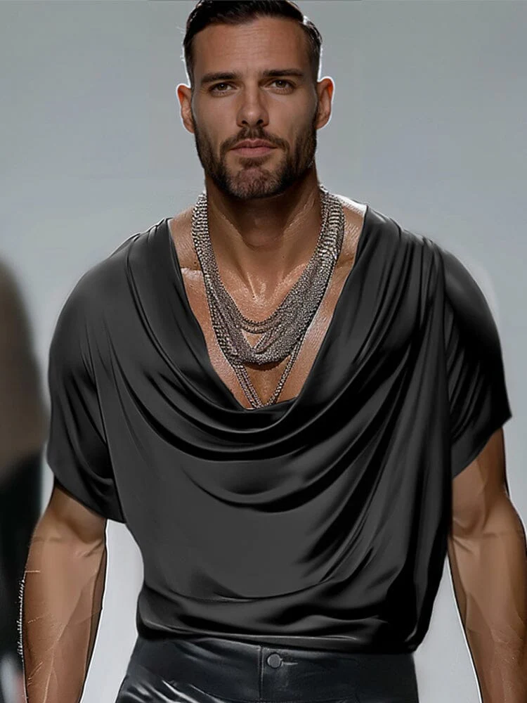 Cozy Satin Draped Neck Top - Image 3
