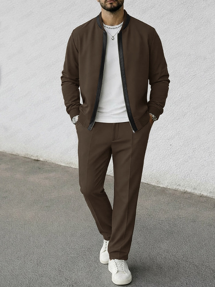 Daily Casual Suede Jacket and Pants Set - Image 2