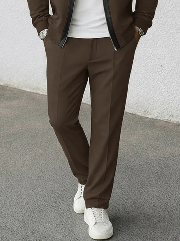 Daily Casual Suede Jacket and Pants Set - Image 4