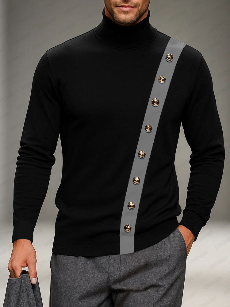 Designer Turtleneck Contrast Color Top - Image 2
