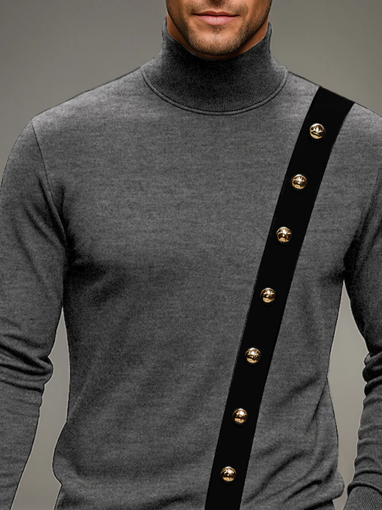 Designer Turtleneck Contrast Color Top - Image 3