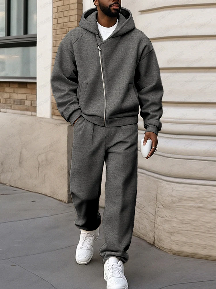 Diagonal Zipper Design Athleisure Set - Image 2