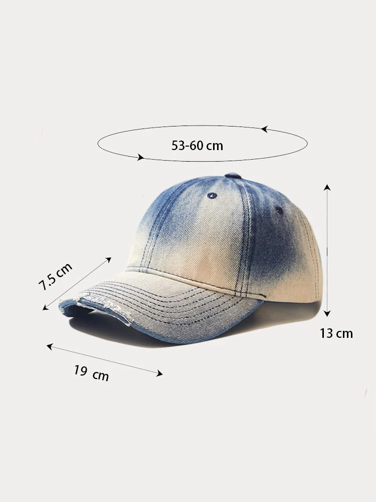 Distressed Gradient Cotton Denim Cap - Image 7