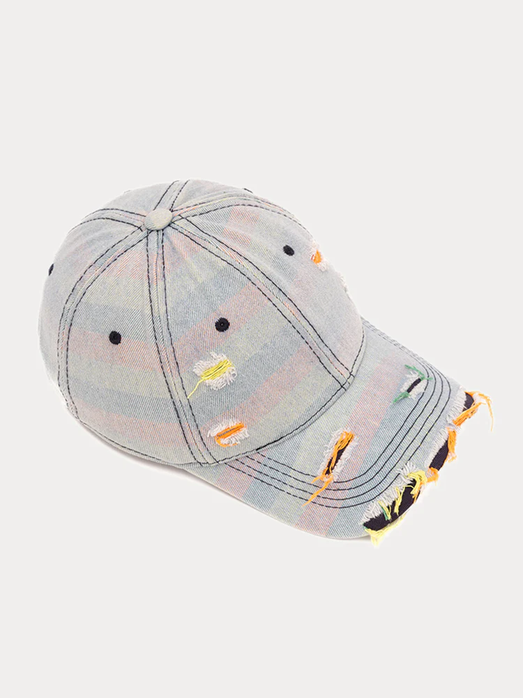 Distressed Washed Denim Baseball Cap - Image 10