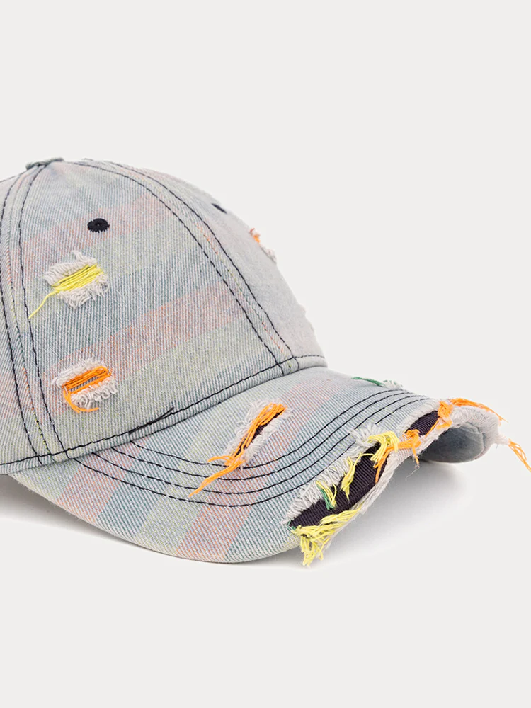 Distressed Washed Denim Baseball Cap - Image 11