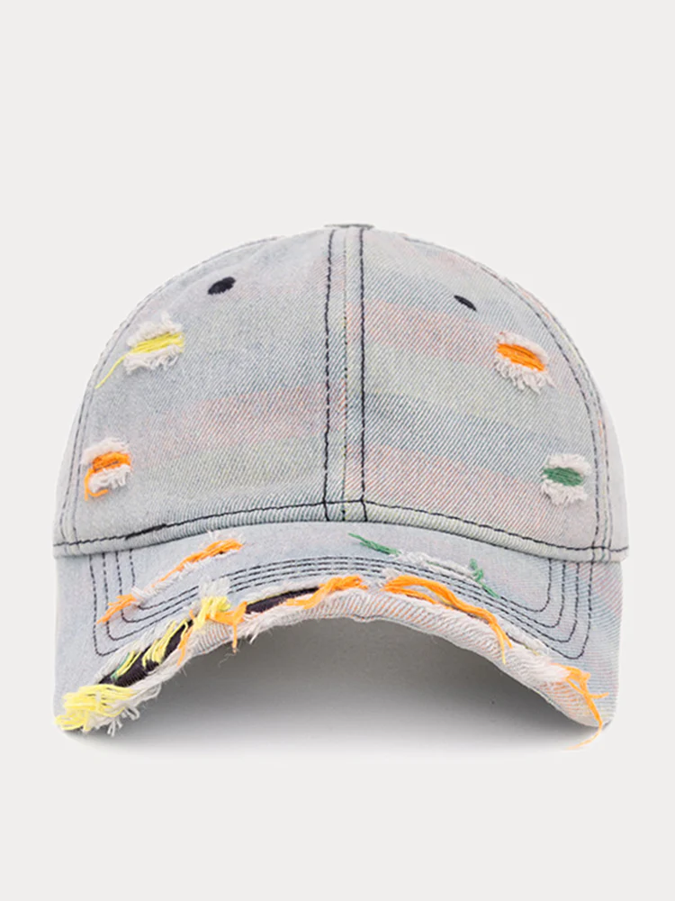 Distressed Washed Denim Baseball Cap - Image 12