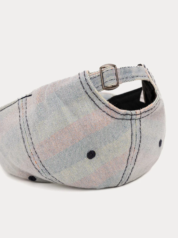 Distressed Washed Denim Baseball Cap - Image 14
