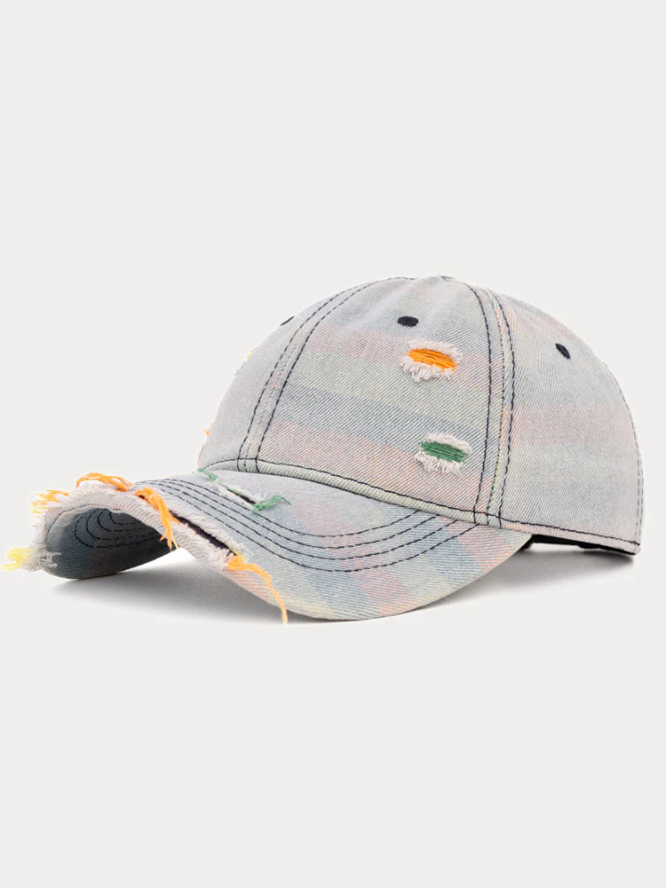 Distressed Washed Denim Baseball Cap - Image 2