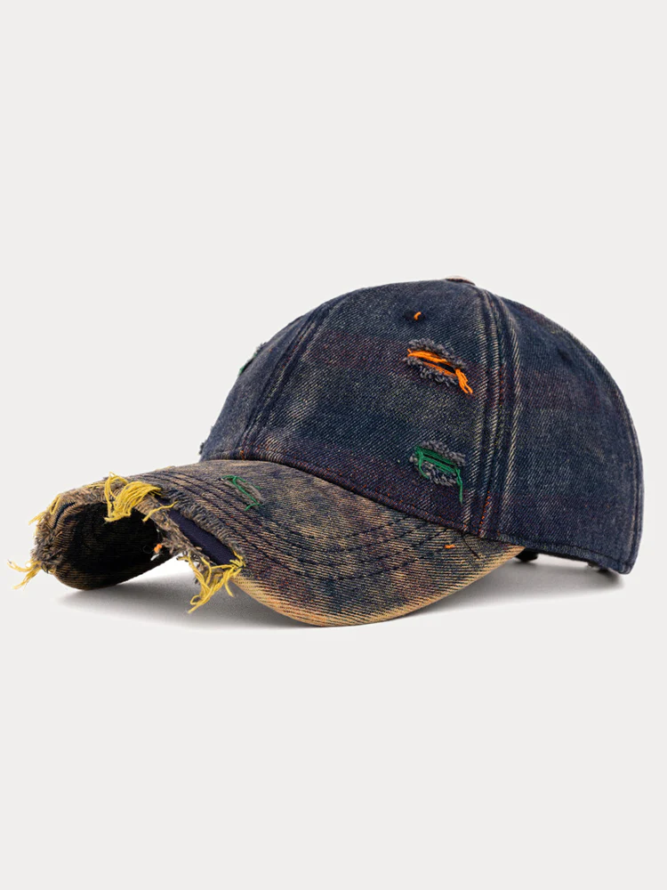 Distressed Washed Denim Baseball Cap - Image 5