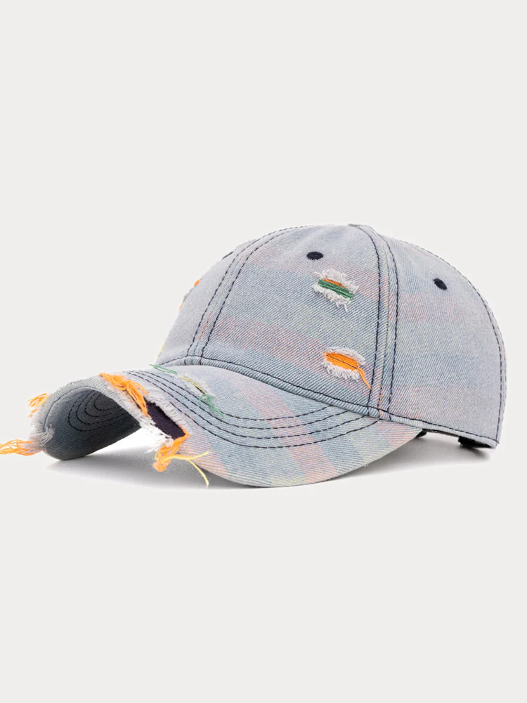 Distressed Washed Denim Baseball Cap - Image 6