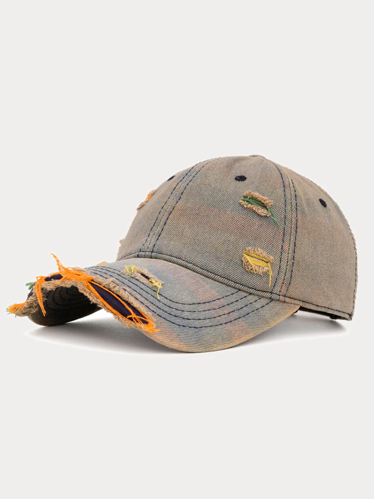 Distressed Washed Denim Baseball Cap - Image 7