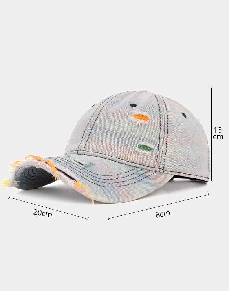 Distressed Washed Denim Baseball Cap - Image 8