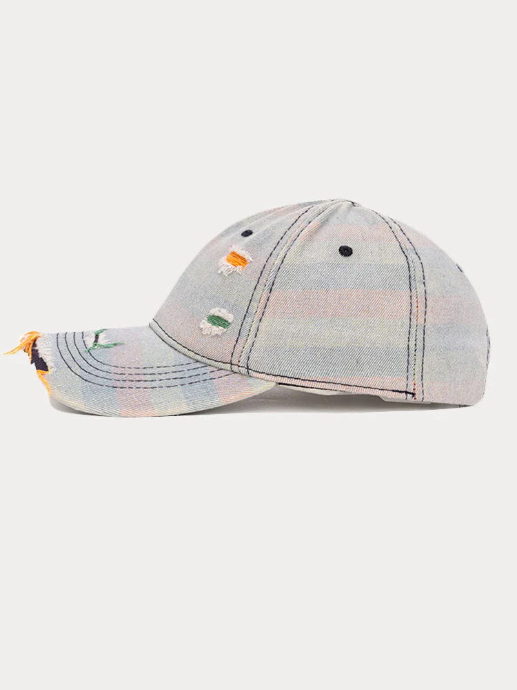 Distressed Washed Denim Baseball Cap - Image 9