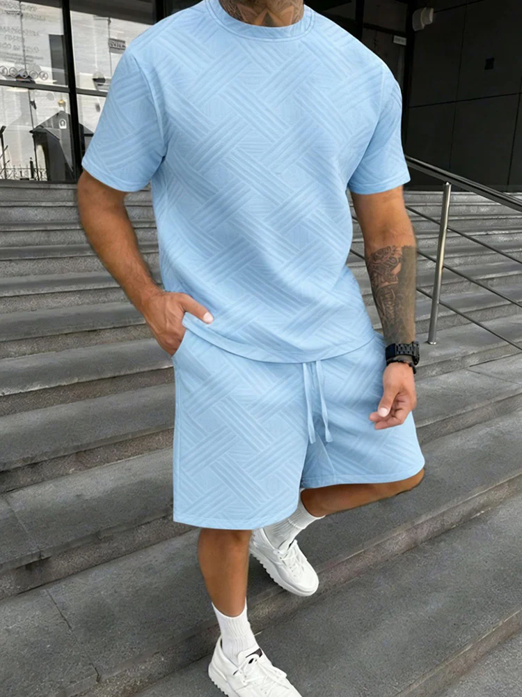 Drawstring Shorts Geometric Casual Outfit - Image 6