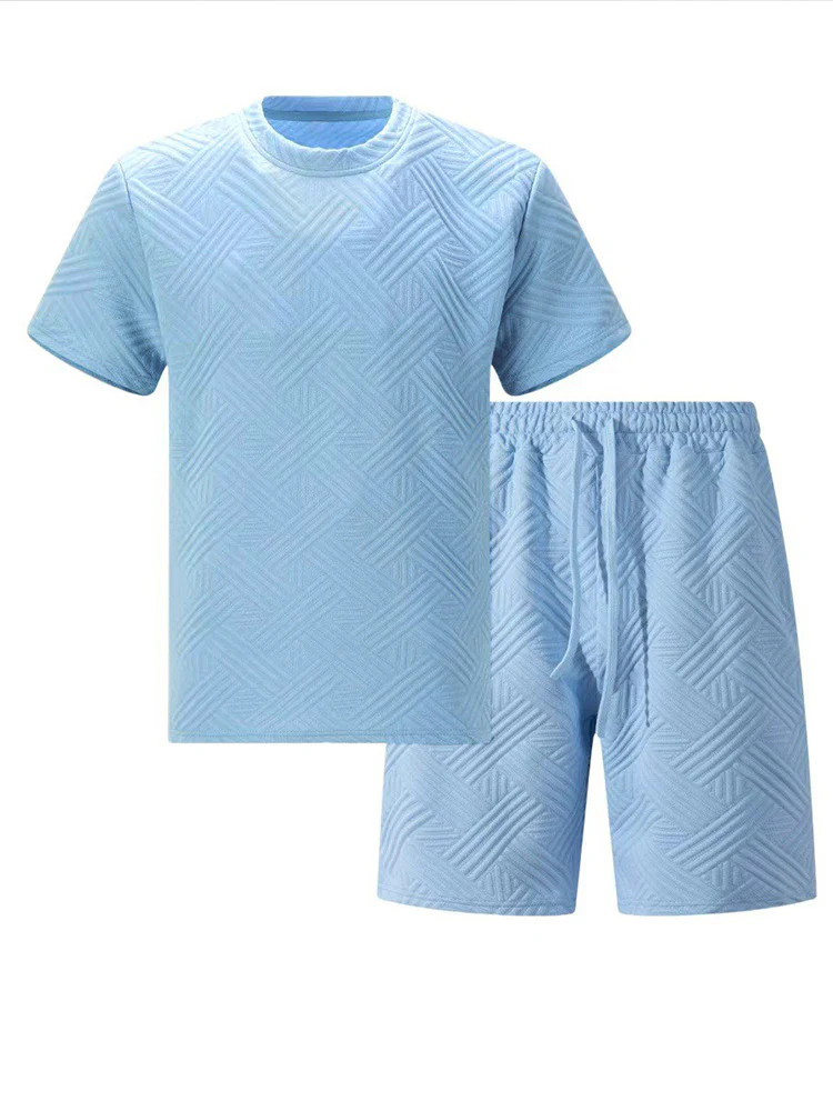 Drawstring Shorts Geometric Casual Outfit - Image 7
