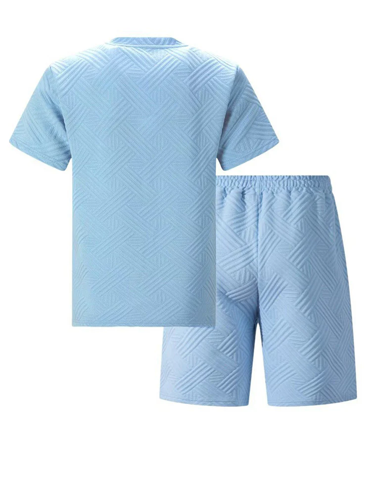 Drawstring Shorts Geometric Casual Outfit - Image 8