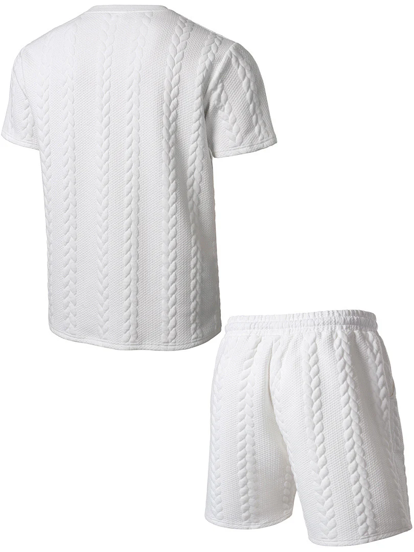 Drawstring Shorts Textured Casual Outfit - Image 9
