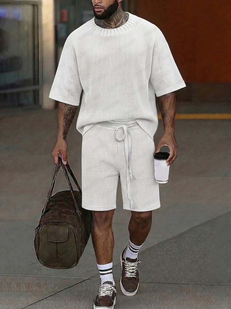 Effortless Summer Breathable Knit Shorts Set - Image 2