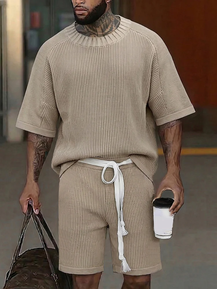 Effortless Summer Breathable Knit Shorts Set - Image 3