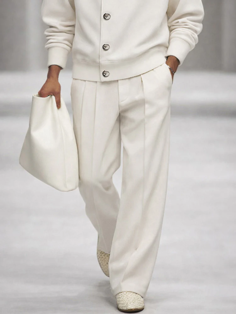 Elegant Button Accent Turtleneck Top Pants Set - Image 4
