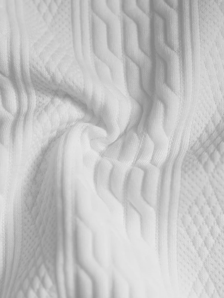 Elegant Cable Jacquard Polo Shirt Set - Image 5