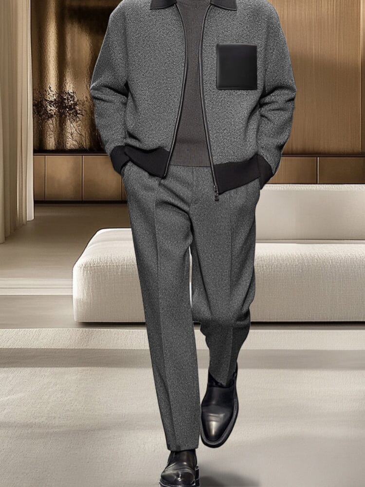 Elegant Colorblock Jacket Pants Set - Image 4