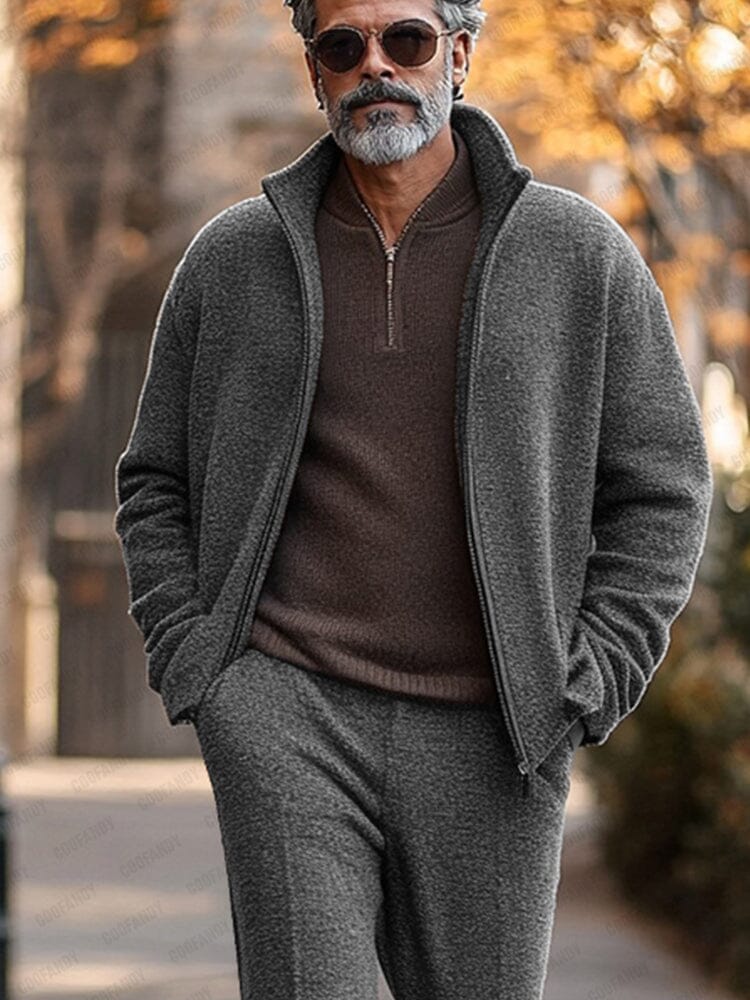 Elegant Mockneck Jacket Pants Set - Image 3