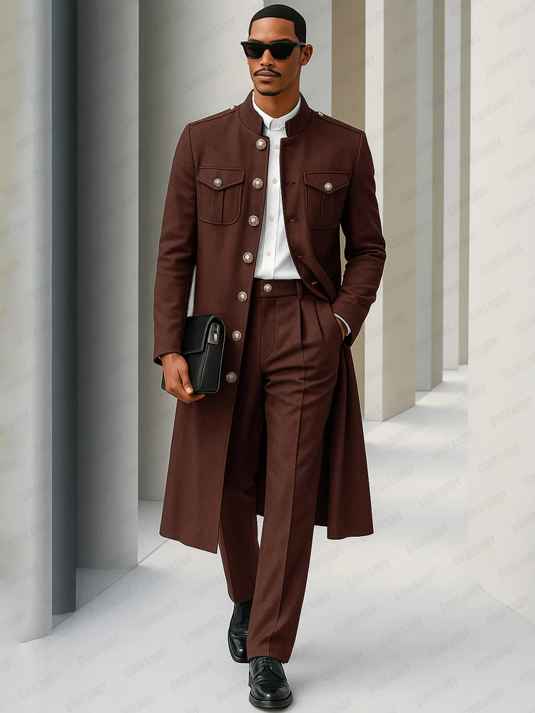 Elegant Smart Casual Coat Pants Set - Image 2