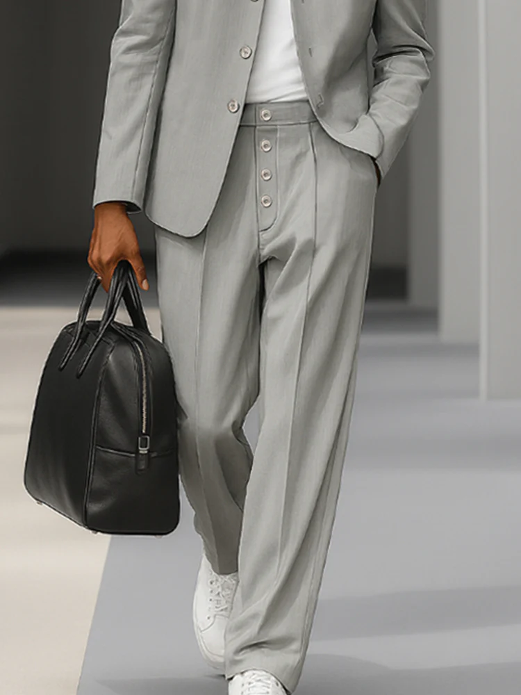 Elegant Stand Collar Thin Blazer Pants Set - Image 4