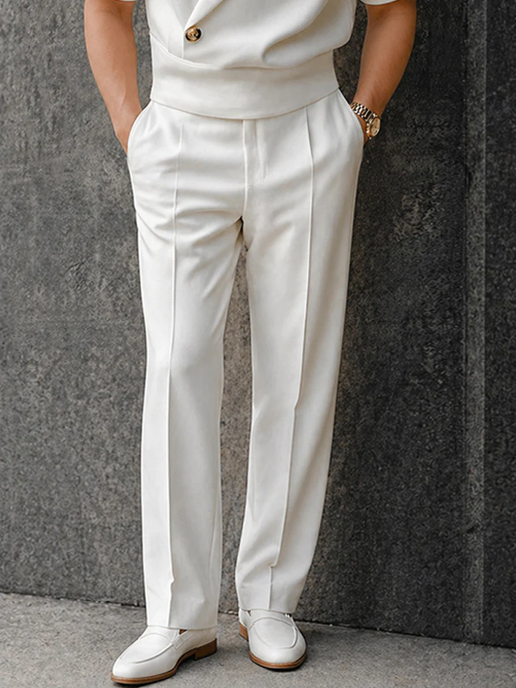 Elegant Summer Half-Placket Top and Straight Pants Set - Image 4