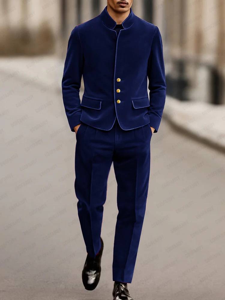 Elegant Velvet Blazer Jacket Pants Set - Image 2