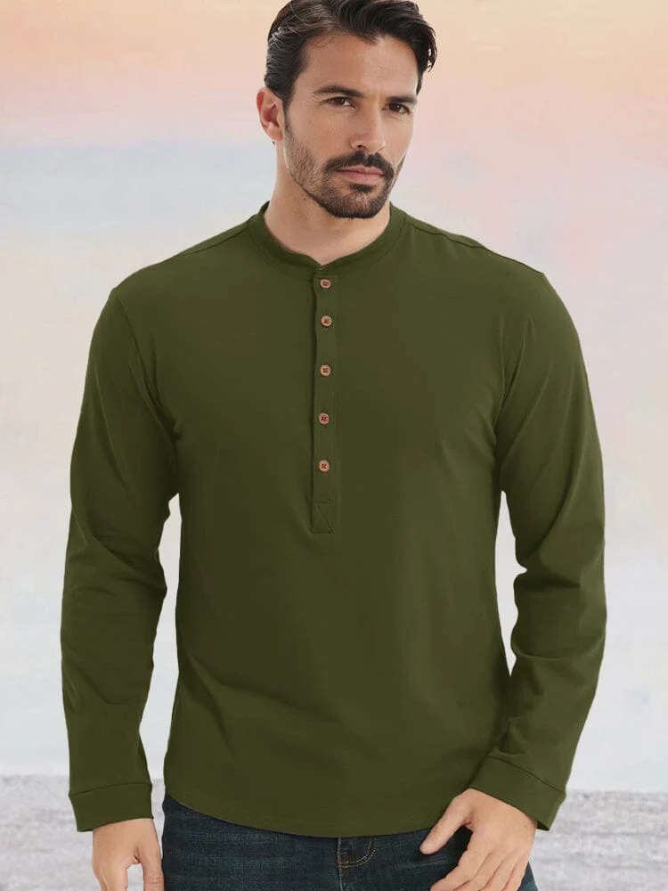 Essential 100% Cotton Henley Shirt - Image 2