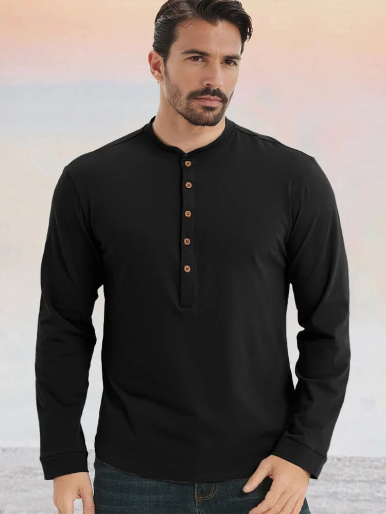 Essential 100% Cotton Henley Shirt - Image 3