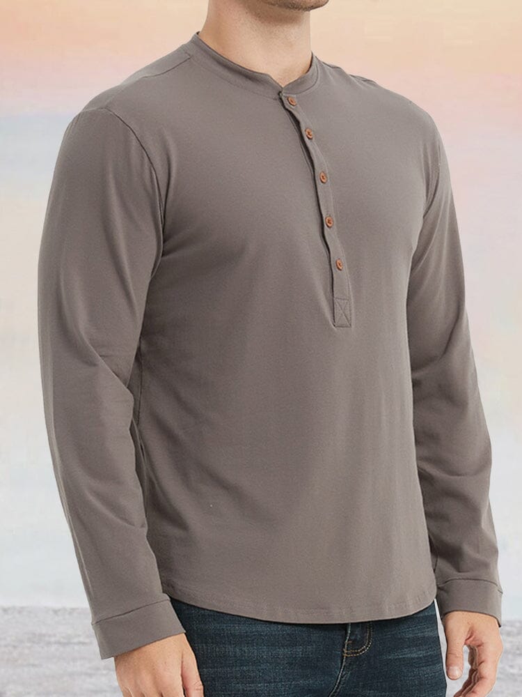 Essential 100% Cotton Henley Shirt - Image 6