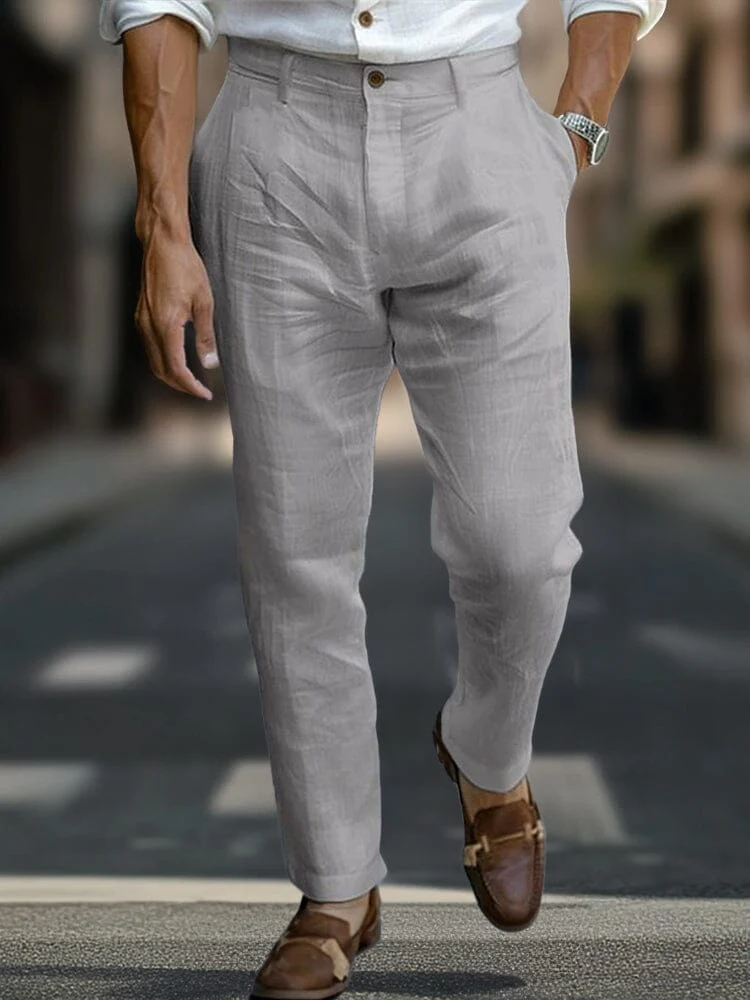 Essential Regular Fit Cotton Linen Pants - Image 5