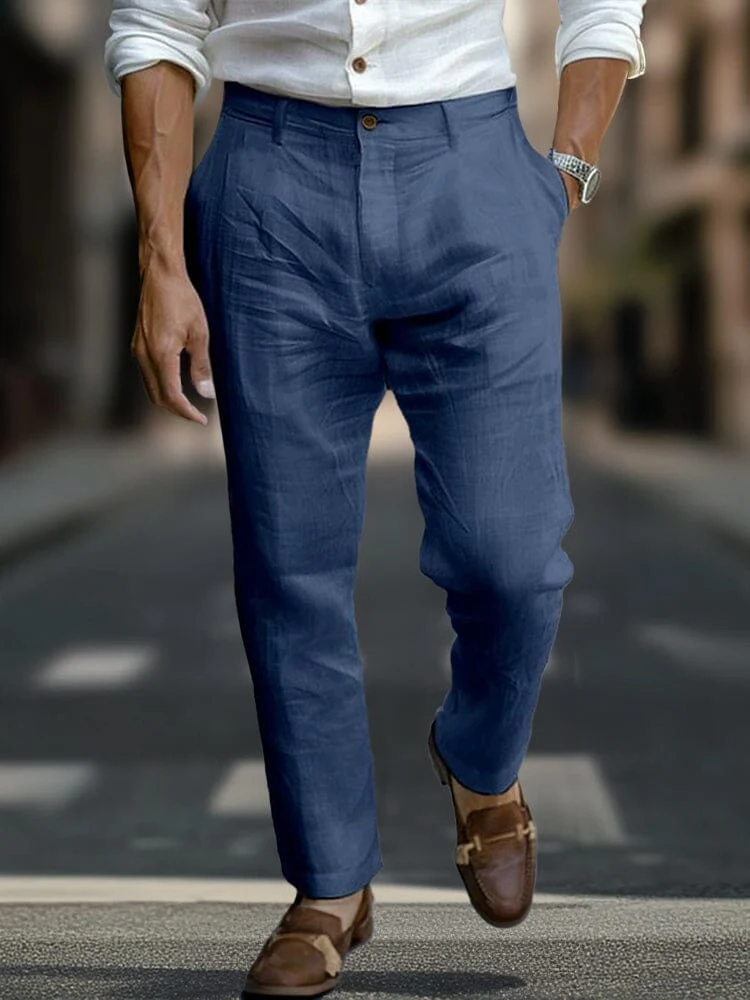 Essential Regular Fit Cotton Linen Pants - Image 6
