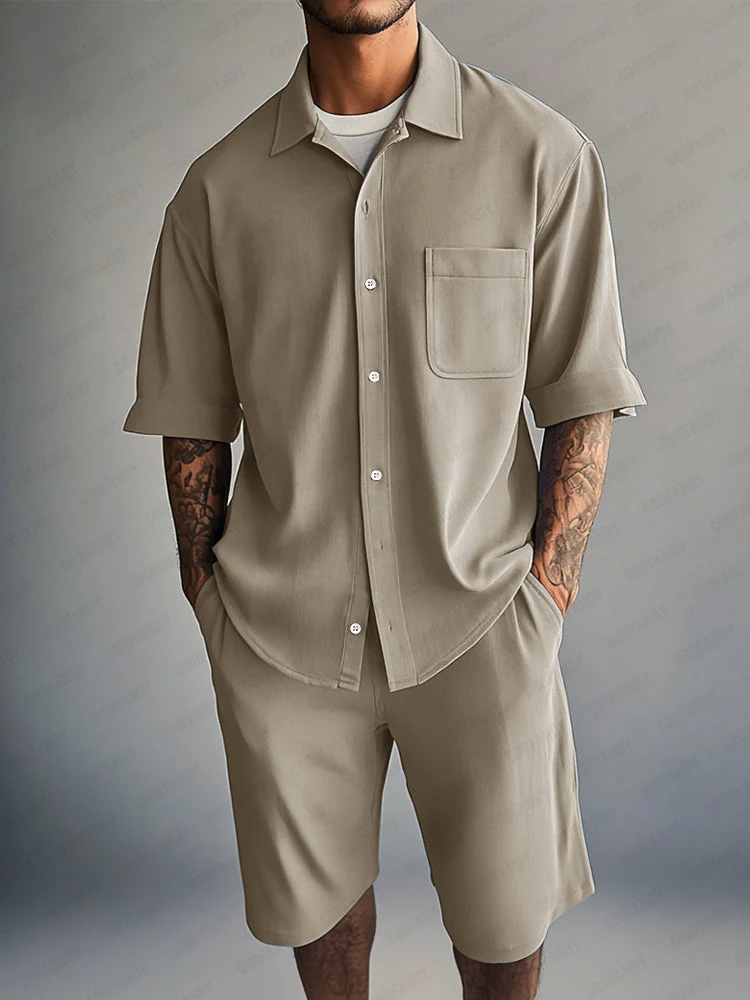 Essential Relaxed Fit Shirt Shorts Set - Image 10